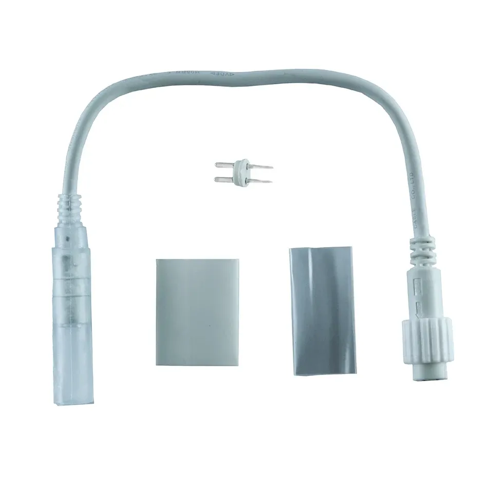 Přípojka mezi světelnou hadicí a systémy EASY FIX 0,25m, bílý, samčí, IP44, bílý kabel
