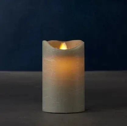 Vosková LED svíčka Sara, 12,5 cm, šedá