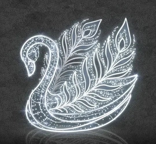 LED světelná labuť, 270 x 250 x 200 cm, ledově bílá, 36V, 112,7 W, 49,6 kg, ze 3 dílů