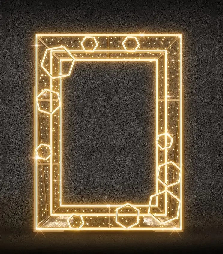 LED světelný fotorám, 170 x 230 x 90 cm, teple bílá, 230V, ze 3 dílů