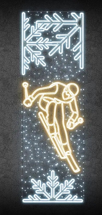 LED světelný banner - lyžař, 80 x 247 cm, teplá a ledově bílá (kopie)