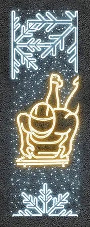 LED světelný banner - sáňky I, 80 x 250 cm, teple a ledově bílá (kopie)