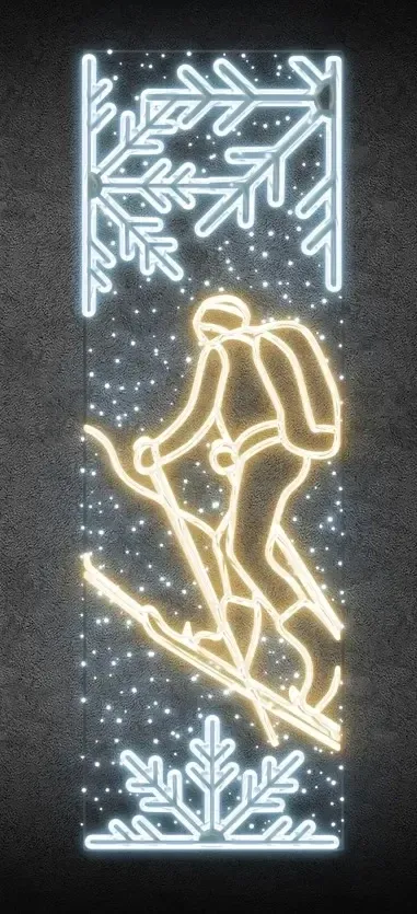 LED světelný banner - běžkař, 80 x 247 cm, teple a ledově