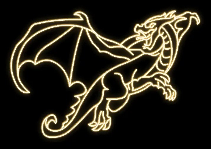 LED světelný drak, 320 x 260 x 60 cm, teple bílá