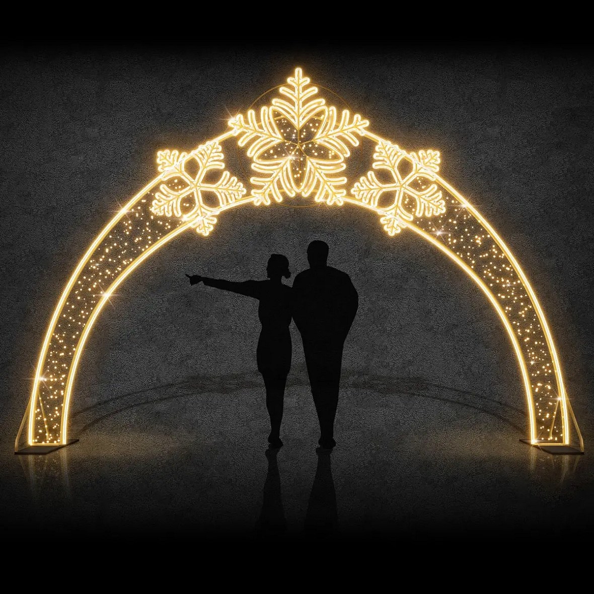 2D LED světelná brána vločky 300 × 410 cm, teple bílá, 230 V, 115 W, 15 kg, 9 dílů, stojící