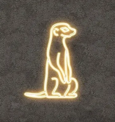 2D LED světelná Surikata sedící, 60 x 85 cm, teple bílá, 36 V, 10,2 W, ze 2 dílů