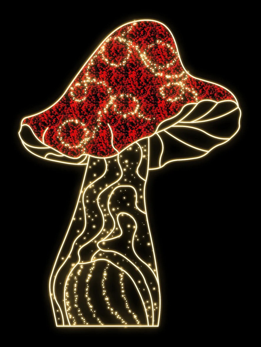 2D LED světelná mochomůrka, 160 x 220 cm, teple bílá, stojící