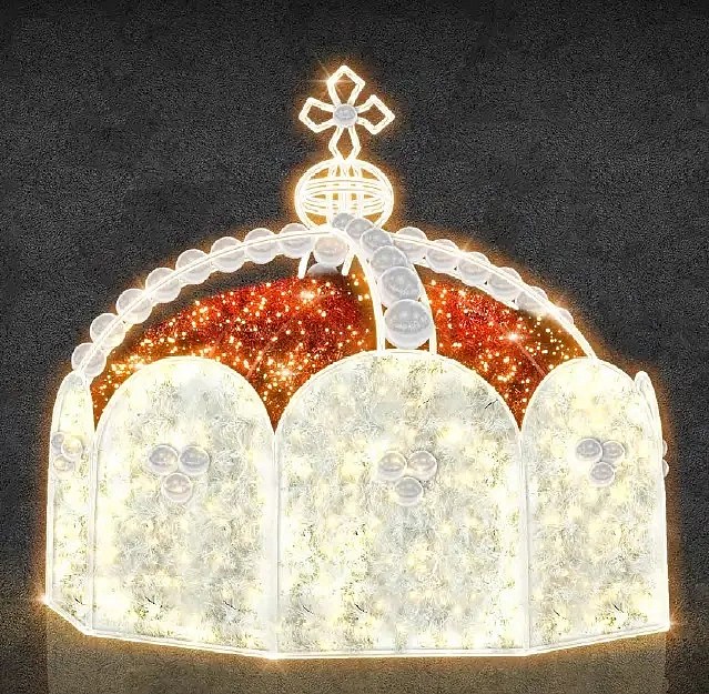 2D LED světelná moravská koruna, 210 × 230 cm, teple bílá, 230 V, 174 W, 50 kg, 1 díl, stojící