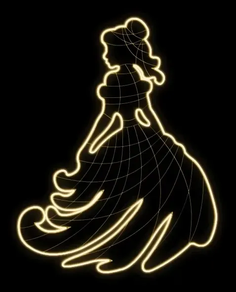 2D LED světelná princezna 155 x 185 x 60 cm, teple bílá, 230V, 31,5W, 15kg, 2 díly, stojící