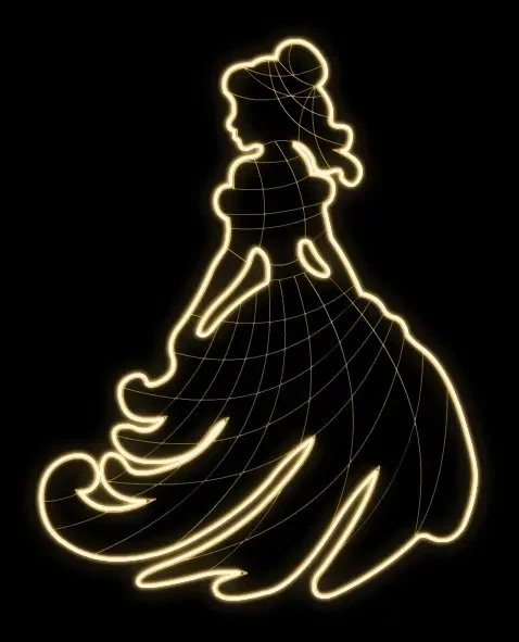 2D LED světelná princezna, 155 x 185 x 60 cm, teple bílá, 230 V, 64,4 W, 12,32 kg, ze 2 dílů, stojící