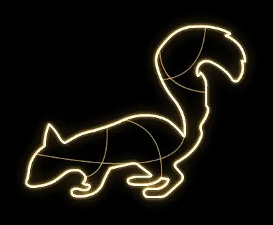 2D LED světelná veverka II, 2D, 175 x 135 x 3 cm, teple bílá, 36 V, 9,5 W, 5,5 kg, ze 2 dílů, zlatá