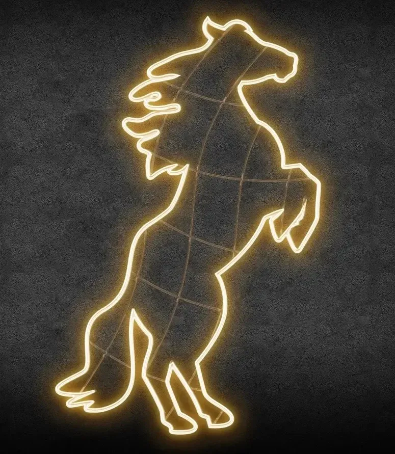 2D LED světelný kůň, 195 x 310 cm, teple bílá, 36 V, 21 W, z 5 dílů, stojící