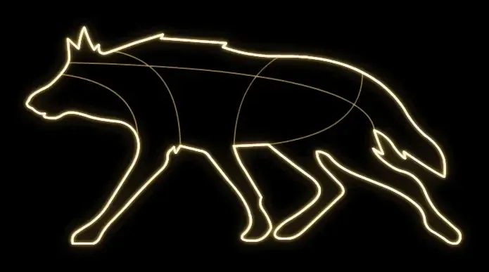 2D LED světelný vlk, 240 x 120 x 60 cm, teple bílá, 230 V, 33,9 W, 13,9 kg, 2 díly, stojící