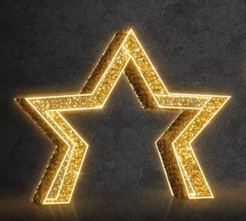 3D LED světelná hvězda 340 × 300 × 50 cm, teple bílá, 36 V, 53 W, 27 kg, 10 dílů, WS4