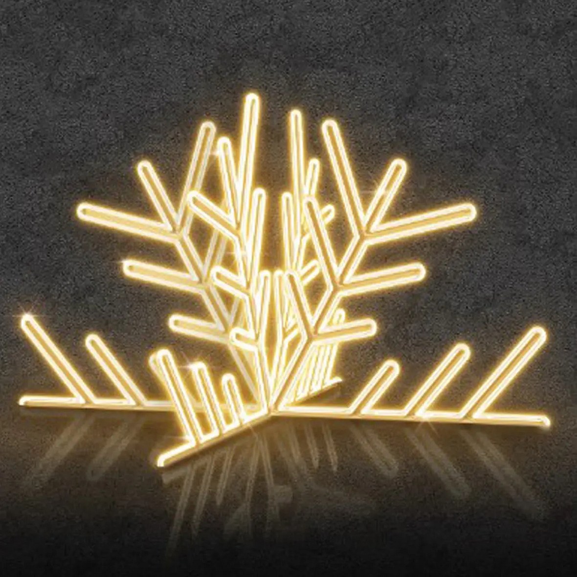 3D LED světelná půl vločka, 150 × 75 × 150 cm, teple bílá, 36 V, 60 W, 17 kg, 2 díly