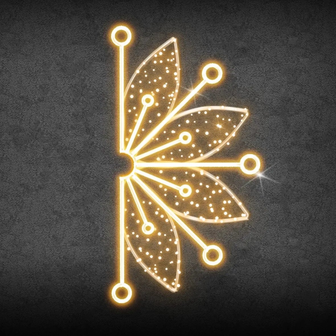 2D LED světelná půl vločka, závěsná, 305 × 170 cm, teple bílá, 230 V, 82,8 W, 15,8 kg