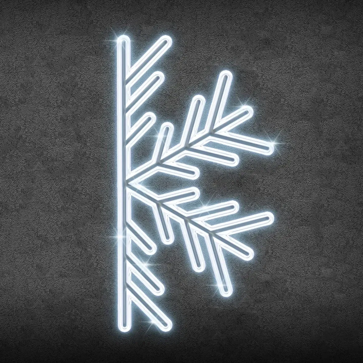 2D LED světelná půl vločka, závěsná, 200 × 100 cm, ledově bílá