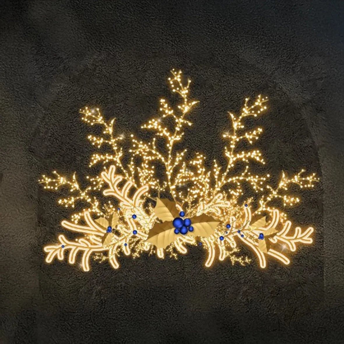 2D LED světelný převěs, 350 × 350 × 20 cm, teple bílá s Flash, 36 V, 38,8 W, 47,6 kg, ze 3 dílů