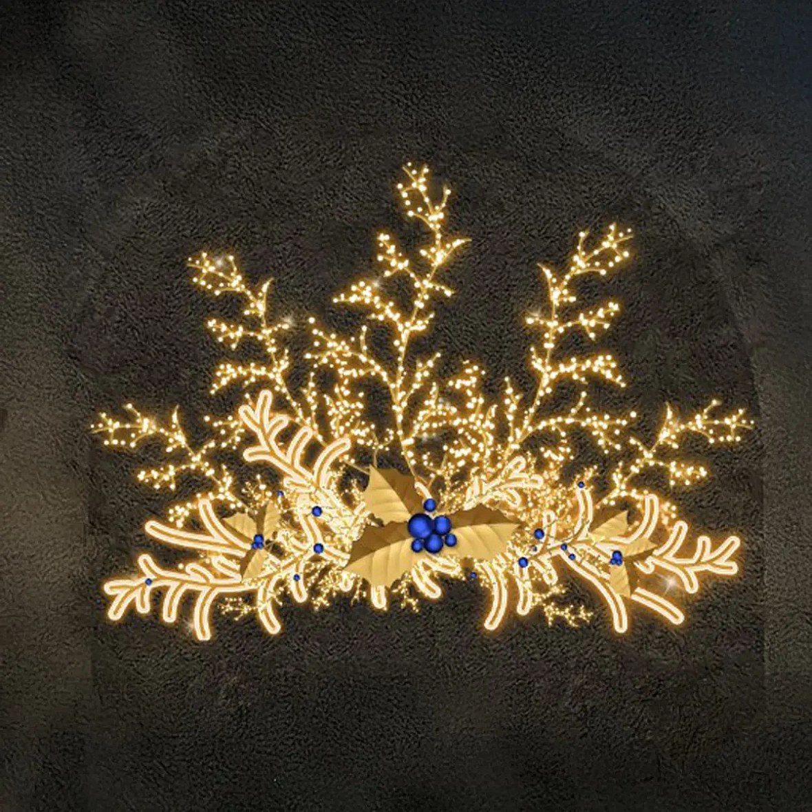 LED světelný převěs, 220 × 250 × 20 cm, teple bílá s Flash efektem, 36V, 38,8 W, 31,3 kg, ze 2 dílů