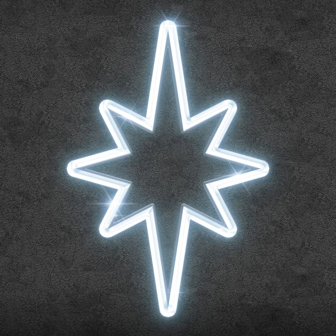 2D LED světelná hvězda na vrchol stromu, 45 × 70 cm, 3D tisk, ledově bílá