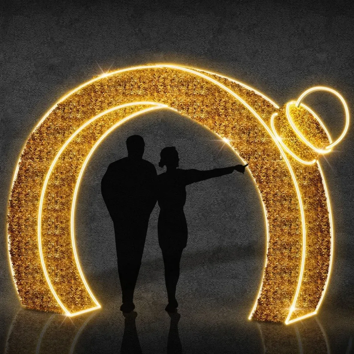 3D LED světelná brána ozdoba 250 × 305 × 40 cm, teple bílá, 230 V, 151,8 W, 10 kg, 3 díly, stojící