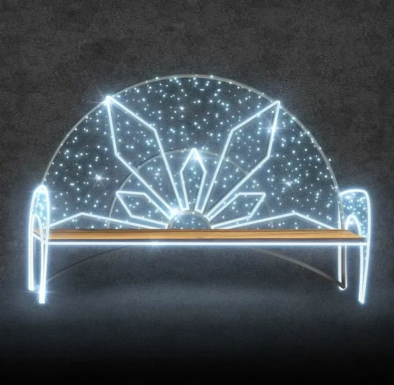 3D světelná lavička, 210 x 150 x 50 cm, ledově bílá s Flash, 36V, 38,8 W, 18,6 kg