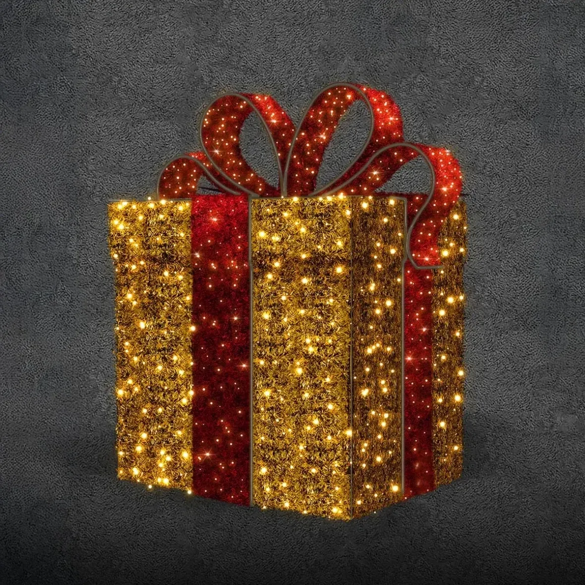 3D LED světelný dárek, 100 × 140 × 100 cm, teple bílá s flash, 230 V, 24 W, 17,9 kg, ze 2 dílů