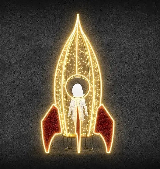 LED světelná raketa, 426 x 165 cm, teplá, studený, 36 V, 69 kg, 132 W, 9 dílů