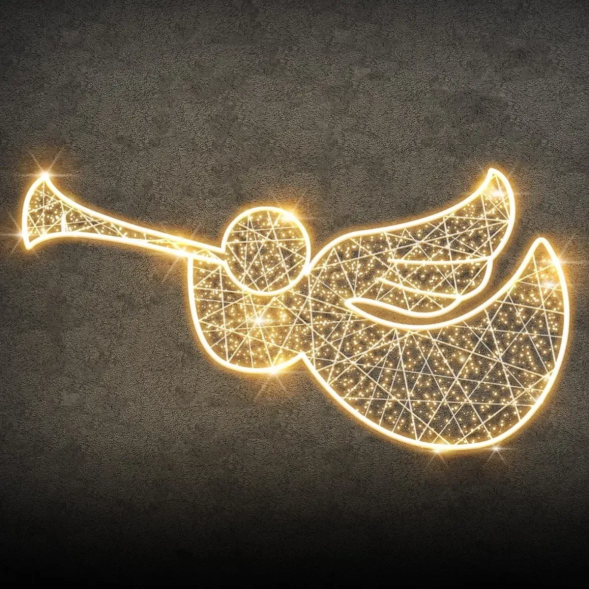 2D LED světelný anděl, 155 × 80 cm, teple bílá