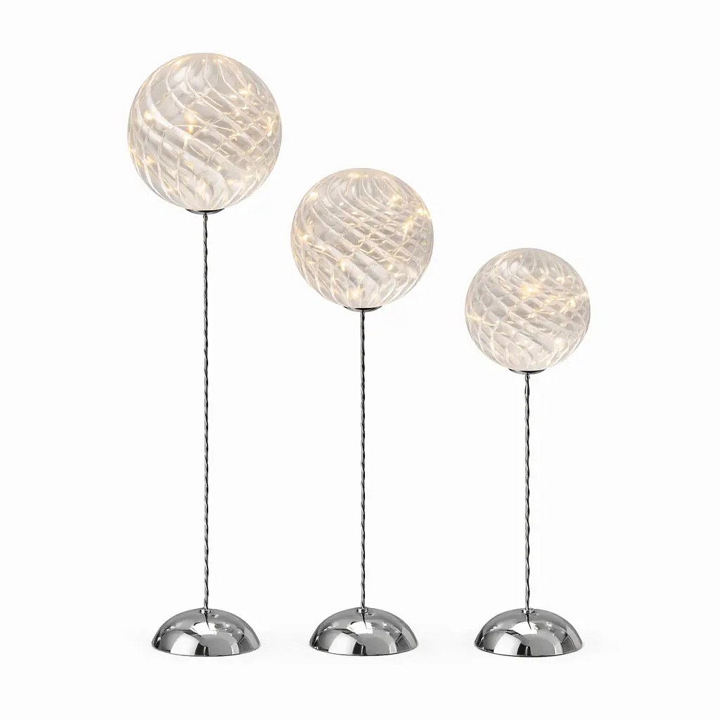 LED svítící koule Trio Mega, výška 414758 cm, čiré sklo, na baterie AA, interiér, balení 3 ks