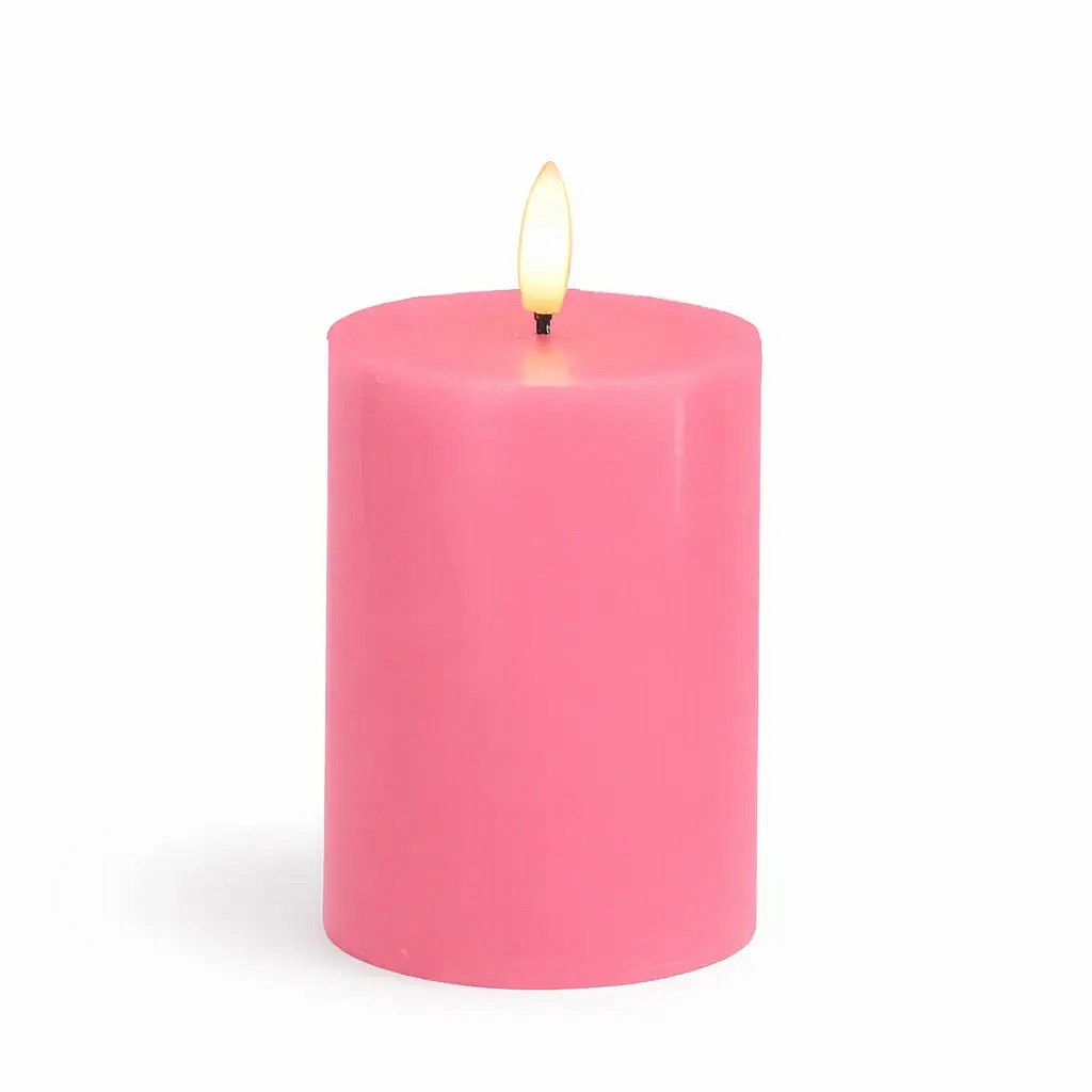 LED svíčka na baterie vosková Sille, Ø 7,5 × 10 cm, starorůžová, 2× AA