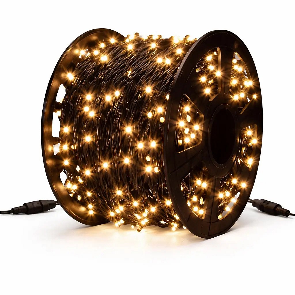 Eco Fix LED světelný řetěz 100 m, 36 V, 600 diod, teple bílá, černý kabel, IP67