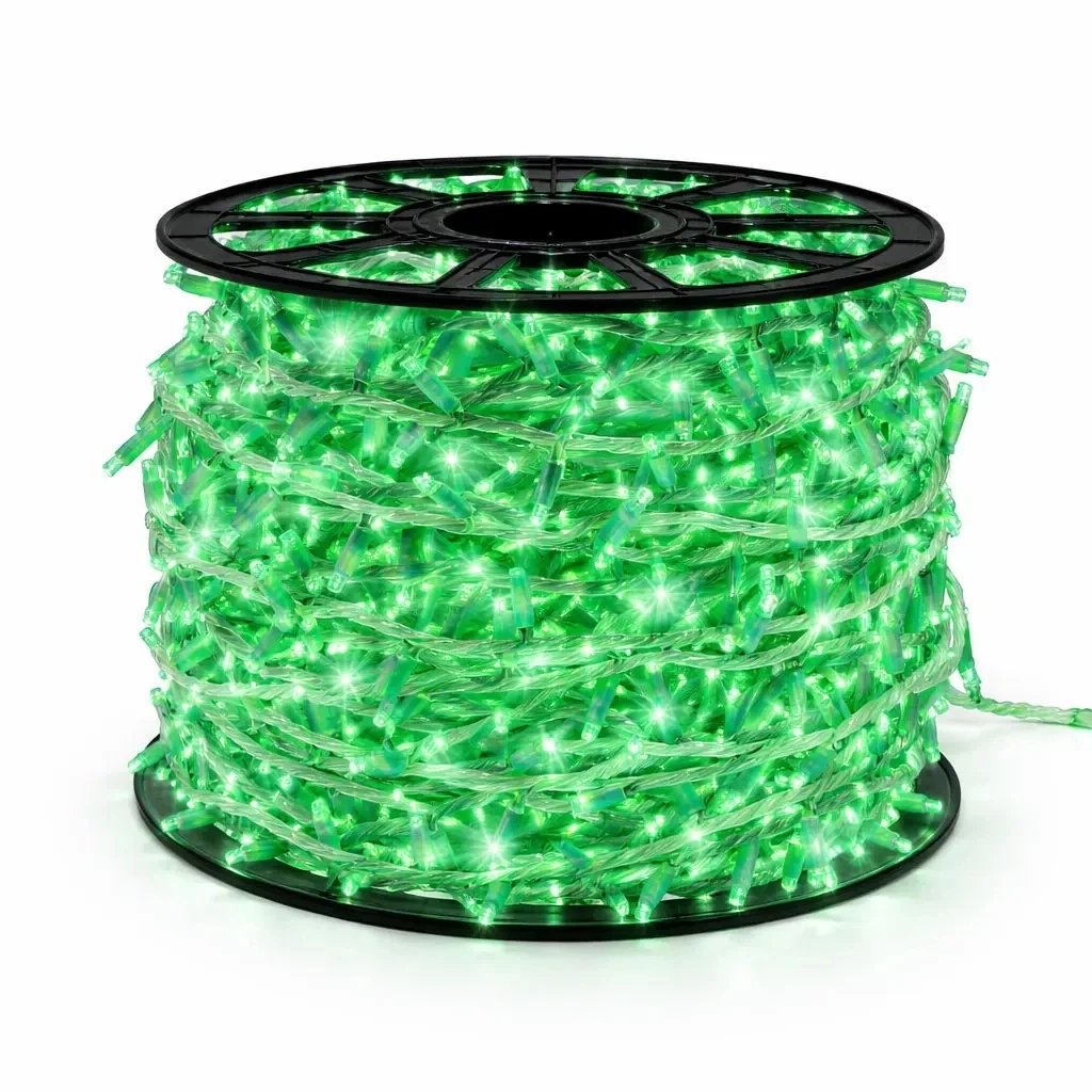 Easy Fix LED světelný řetěz 100 m venkovní zelený, 2000 diod, bílý kabel IP67