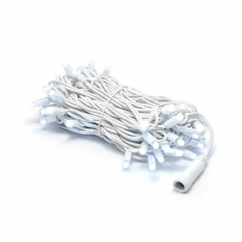 Easy Fix LED světelný řetěz 5 m venkovní ledově bílá, 60 diod, bílý kabel IP67, prodlužovací