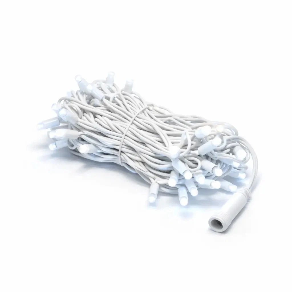 Easy Fix LED světelný řetěz 5 m venkovní ledově bílá s FLASH, 60 diod, bílý kabel IP67, prodlužovací