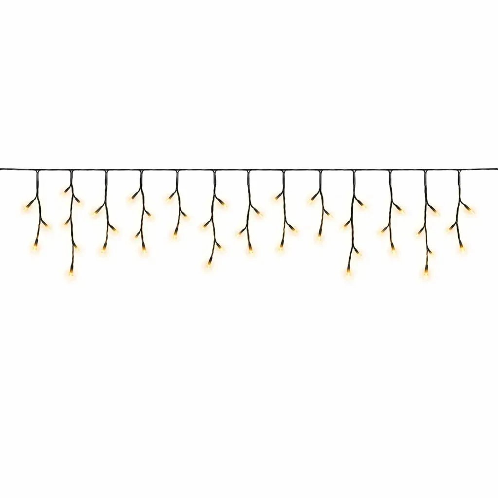 Eco Fix venkovní LED rampouchy světelné 200 × 50 cm, teple bílá, 60 diod, 36 V, černý kabel IP67, prodlužovací
