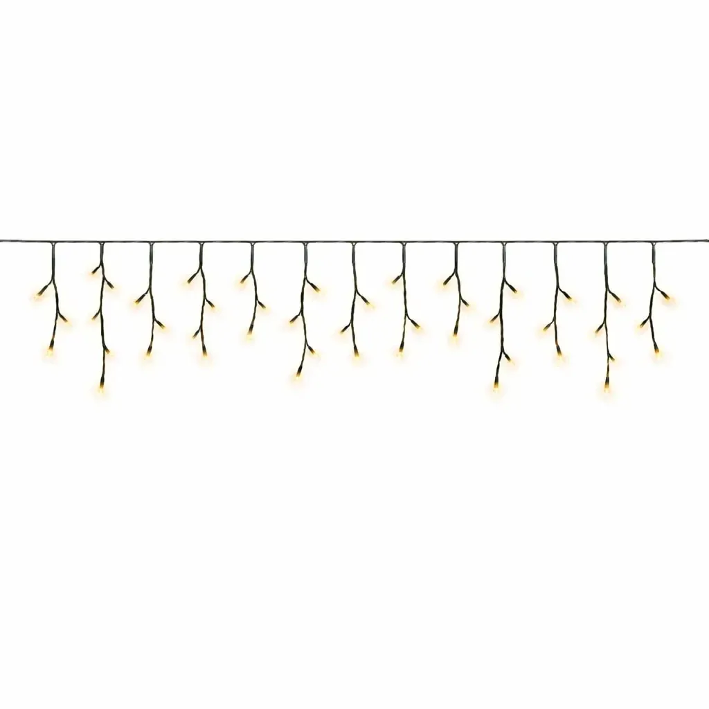 Hobby Line venkovní LED rampouchy světelné 200 × 50 cm, teple bílá, 40 diod, tmavě zelený kabel IP44, prodlužovací