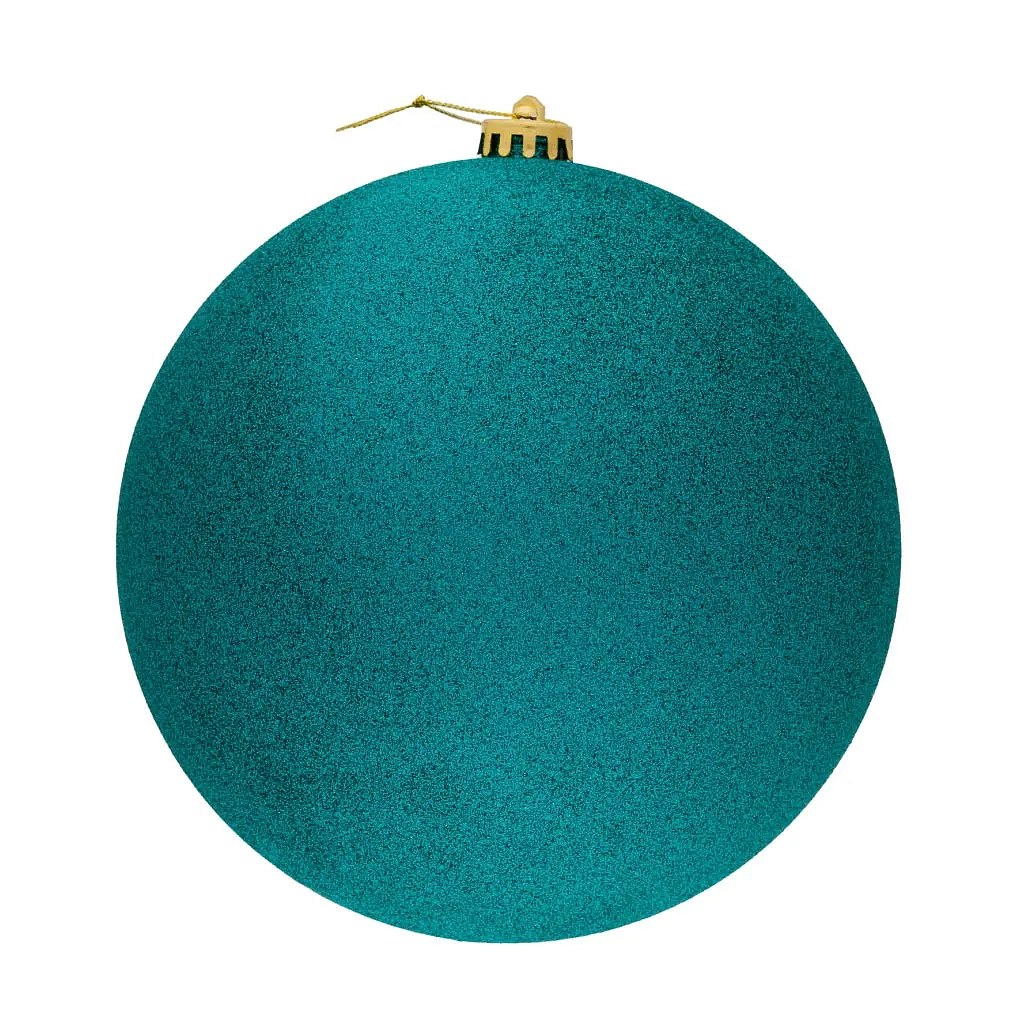Velká vánoční ozdoba paví zelená glitter 30 cm plastová koule