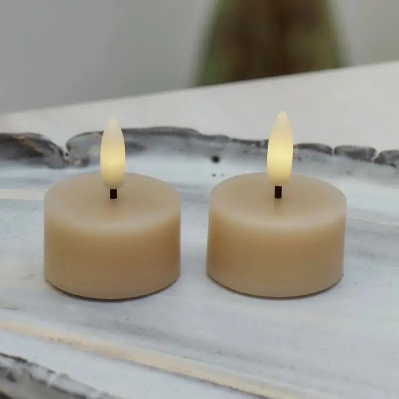 Sada LED voskových čajových svíček Sille Tealight, Ø4,5 × 2,2 cm, světlý karamel, 2 kusy