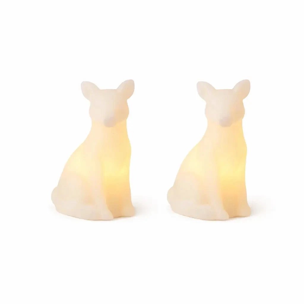 LED svíčky z pravého vosku na baterky liška, bílá, sada 2 ks, 10 cm, CR2032