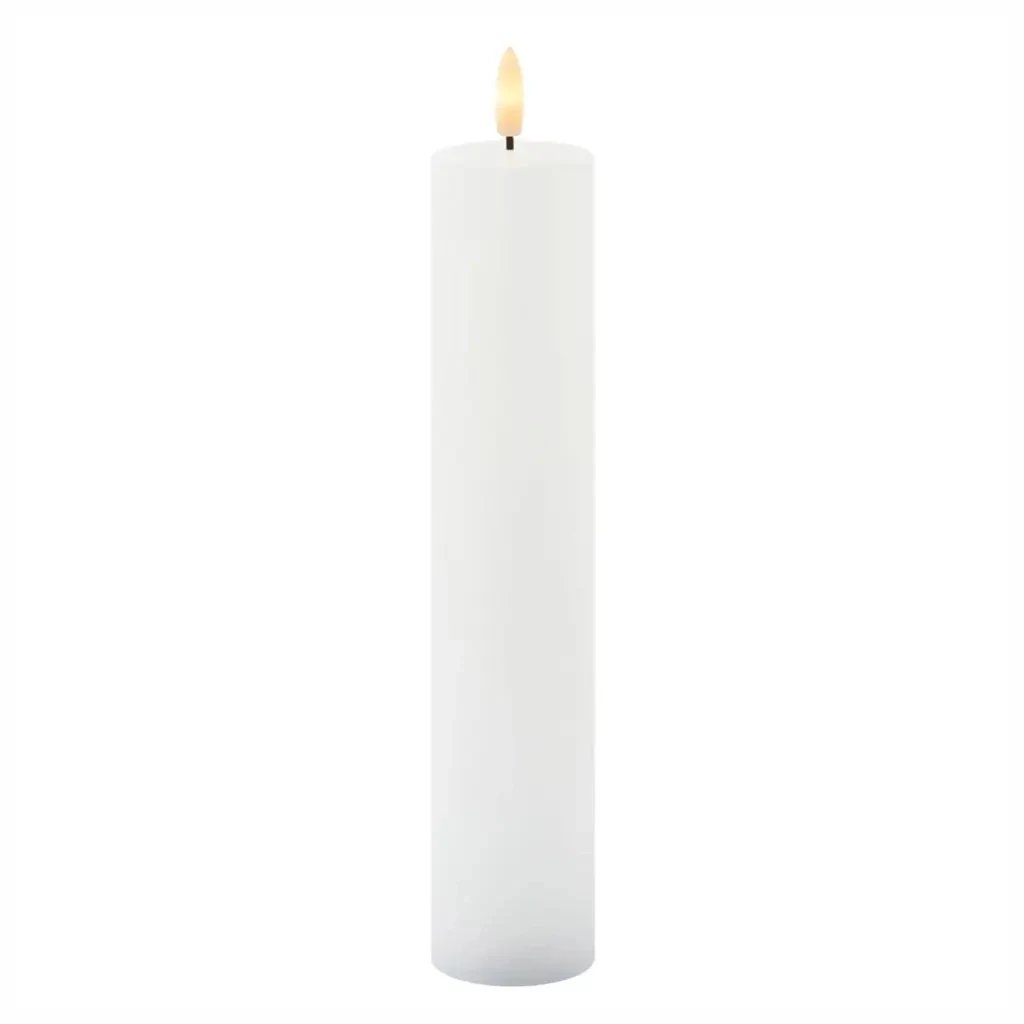 LED svíčka z pravého vosku Sille, 5 × 25 cm, bílá, dobíjecí