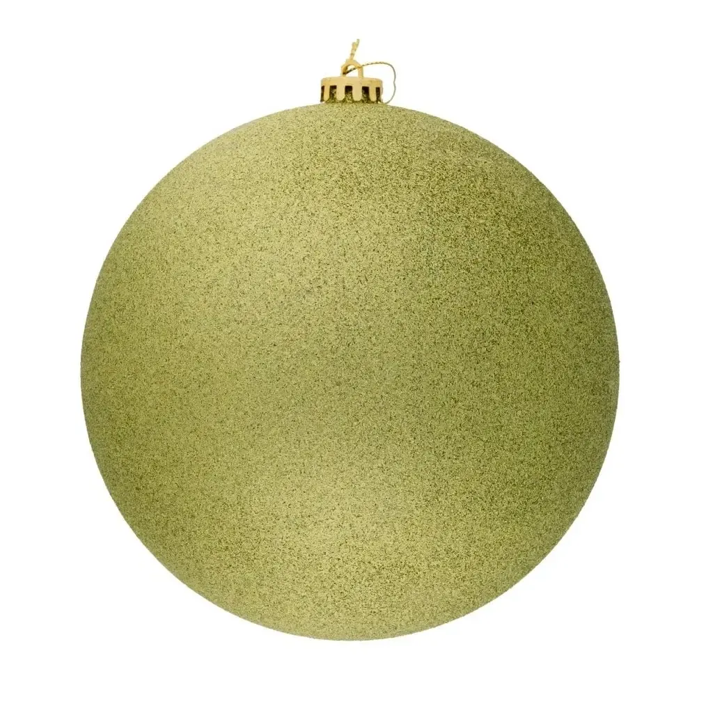 Velká vánoční ozdoba jablkově zelená glitter 30 cm plastová koule