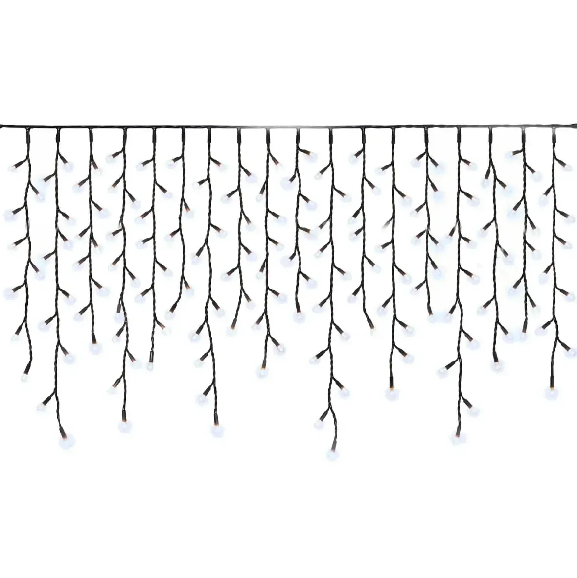 Easy Fix venkovní LED rampouchy světelné 300 × 90 cm, ledově bílá, 174 diod, IP67, černý kabel