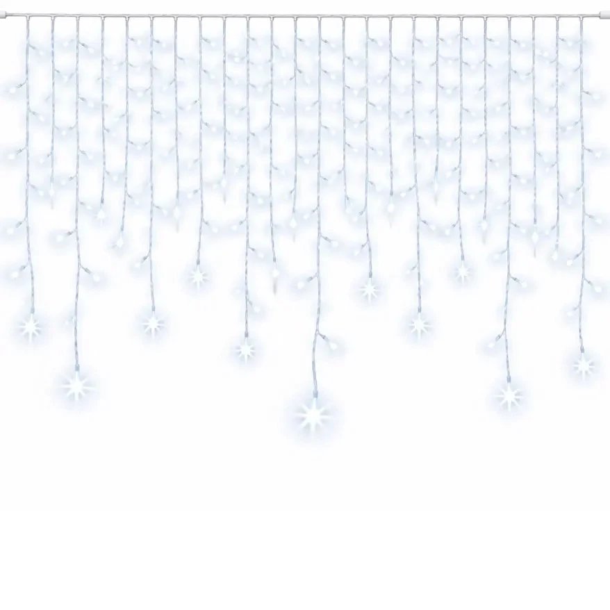 Easy Fix venkovní LED rampouchy světelné 300 × 100 cm, ledově bílá s FLASH, 174 diod, bílý kabel IP44, prodlužovací