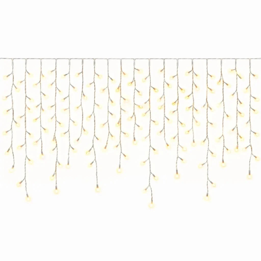 Easy Fix venkovní LED rampouchy světelné 300 × 90 cm, teple bílá, 174 diod, bílý kabel IP67, prodlužovací