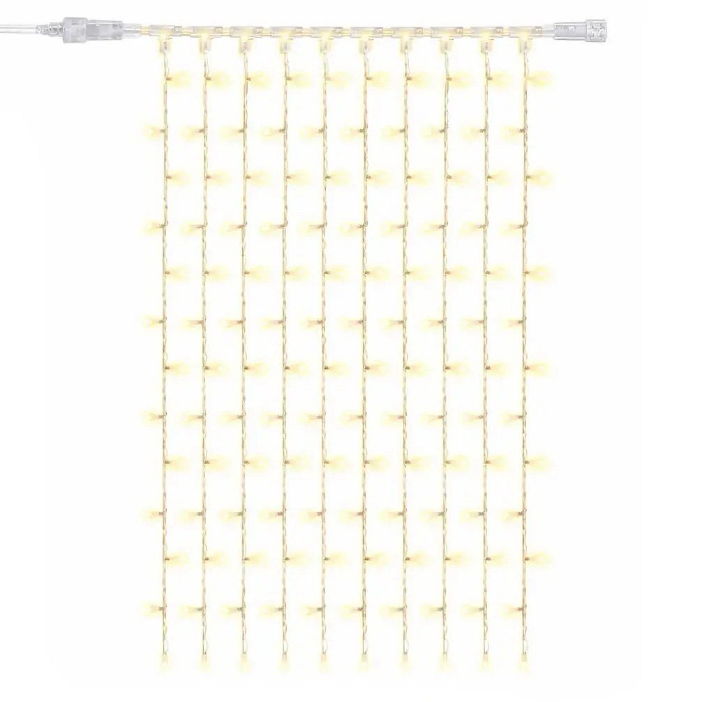Easy Fix LED světelný závěs interiér 100 × 150 cm, teple bílá, 150 diod, 10 pramenů, čirý kabel IP20, prodlužovací