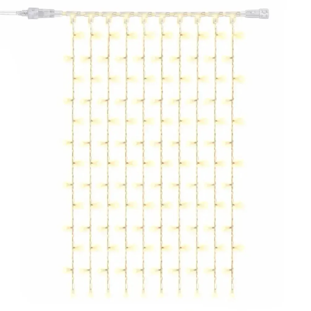 Easy Fix LED světelný závěs interiér 100 × 300 cm, teple bílá, 300 diod, 10 pramenů, čirý kabel IP20, prodlužovací