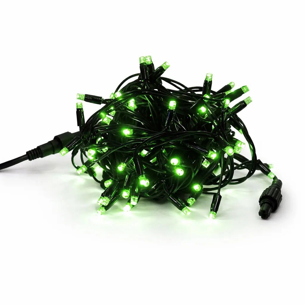 Easy Fix LED světelný řetěz 5 m, zelená, 50 diod, IP44m černý kabel