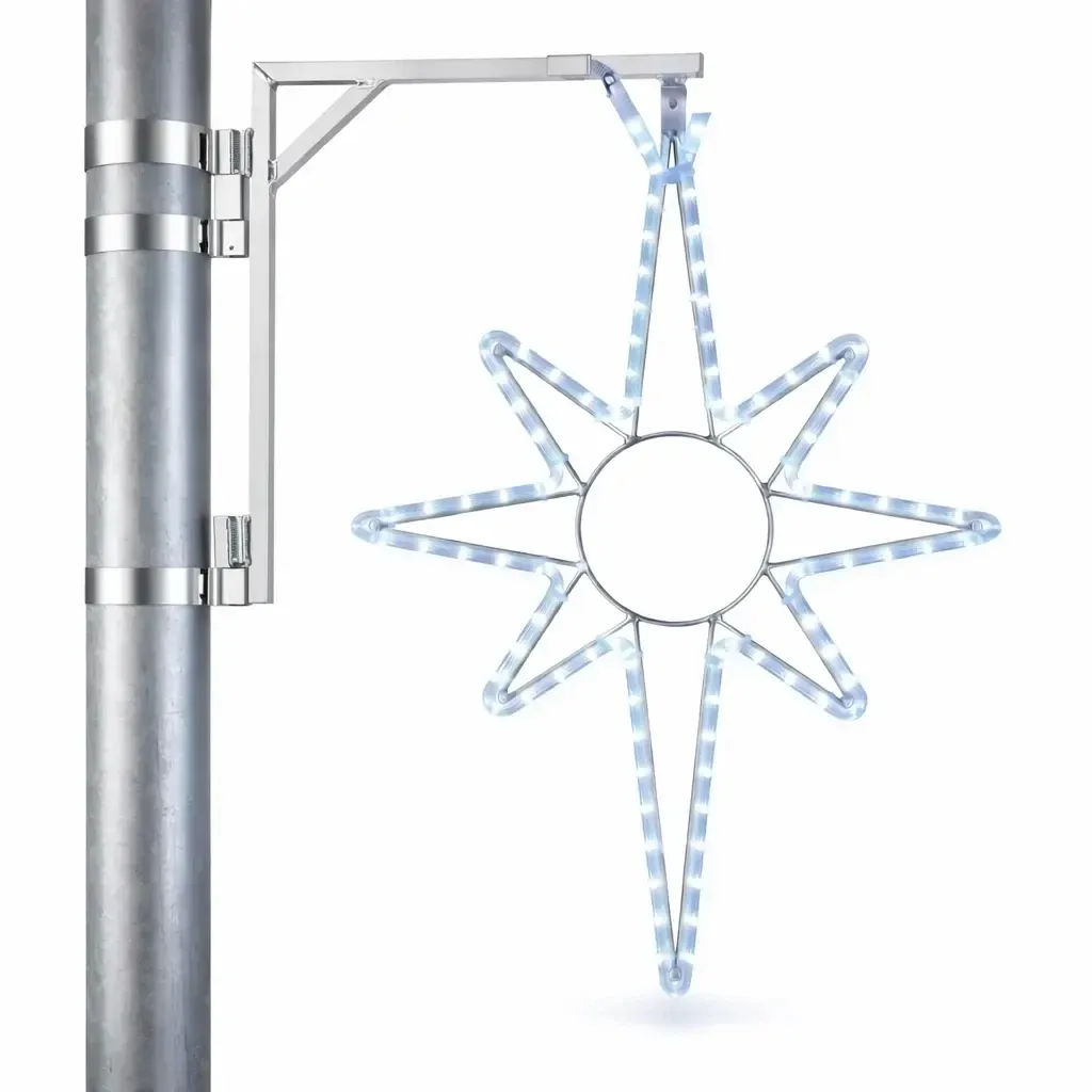 Easy Fix 2D LED světelná hvězda na VO sloupy 39 × 51 cm, ledově bílá, IP67