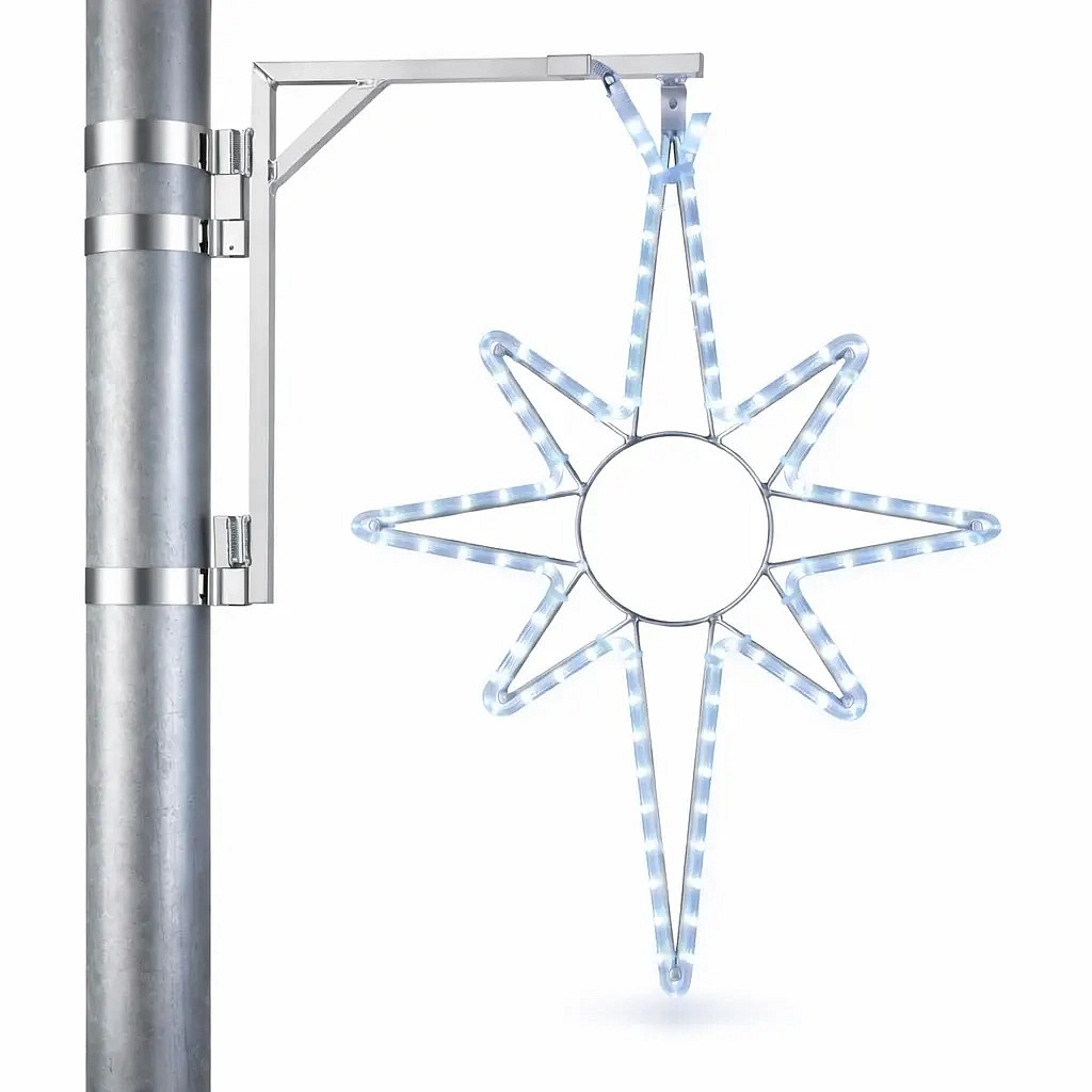 Easy Fix 2D LED světelná hvězda na VO sada, 67 × 100 cm, ledově bílá